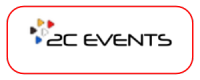 Logo de la société 2C EVENTS représente les symboles plays aux couleurs des Trois pays : France Allemagne et Suisse